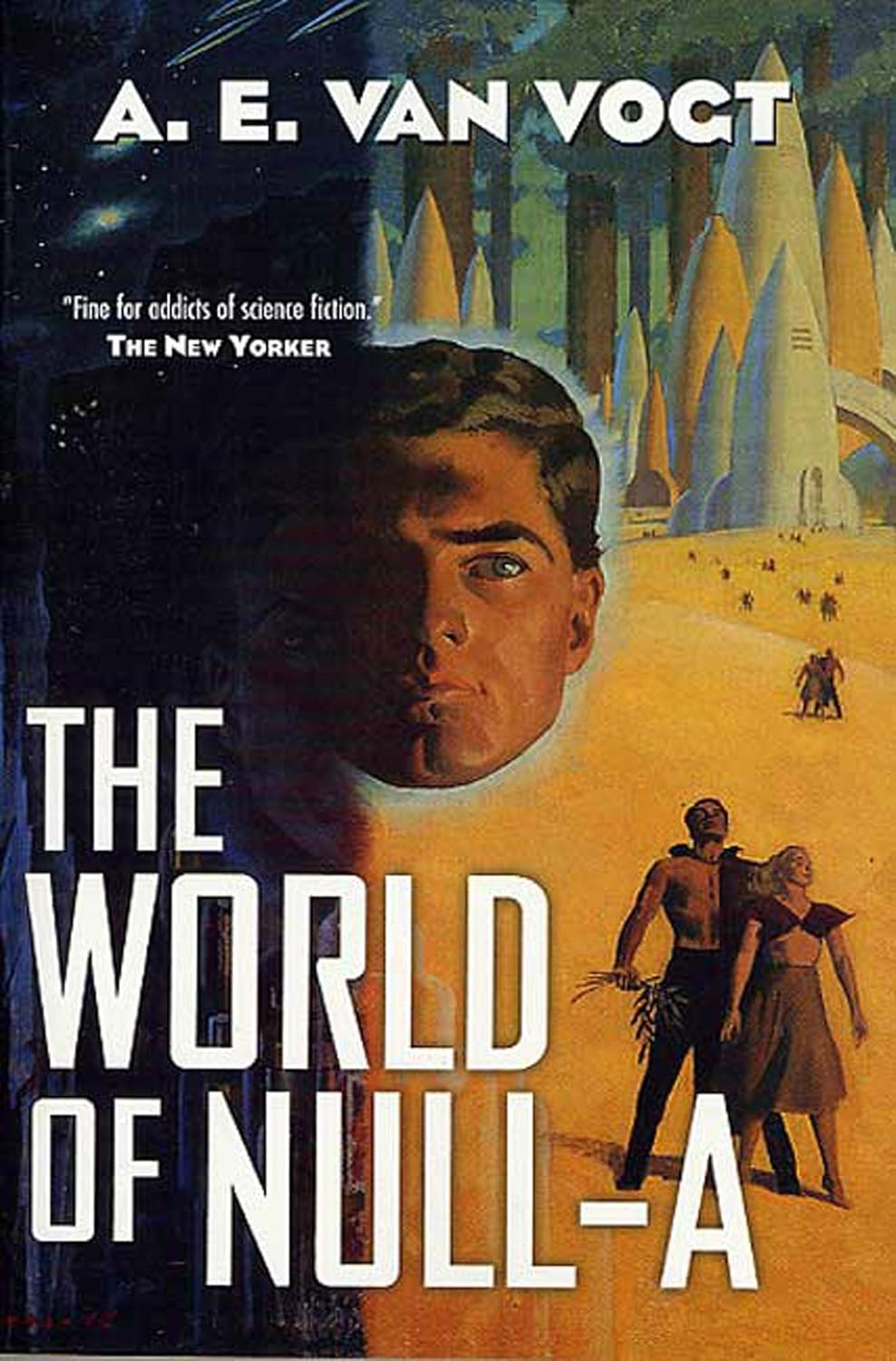 The original Astounding cover from November 1948, now used as the cover for a contemporary edition of Van Vogt's 'World of Null-A'